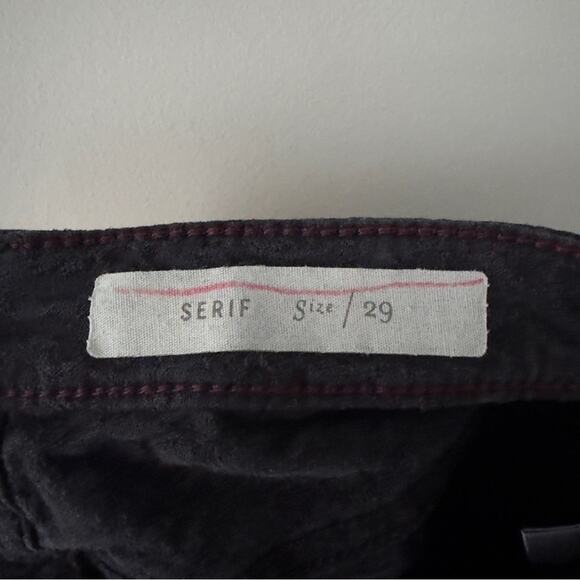 Pilcro and The Letterpress Anthropologie Serif Textured Jeans Black stretch zip - Picture 10 of 12